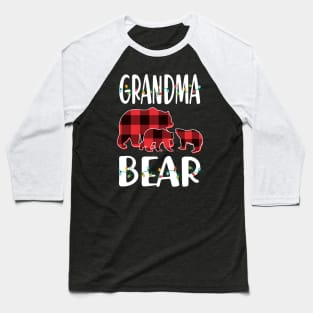Grandma Bear Red Plaid Christmas Pajama Matching Family Gift Baseball T-Shirt